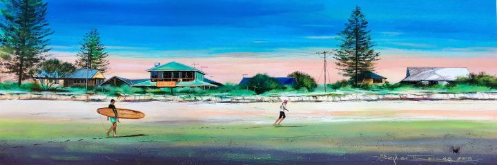 Stephen Thomas painting of Śhelter from the beach