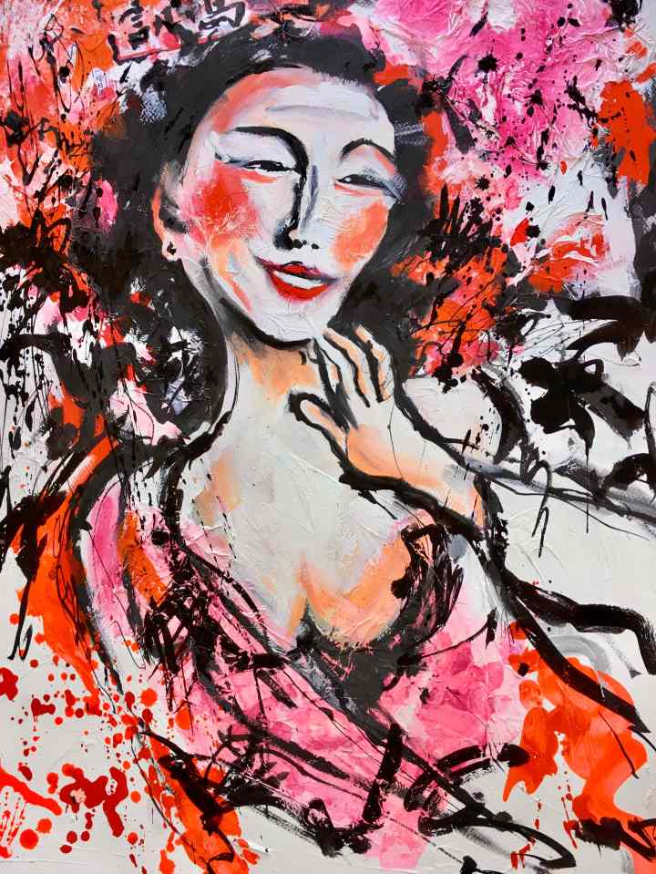 Stephen Thomas painting of a Shanghai Princess. Painting dimensions are 69cm x 49cm.